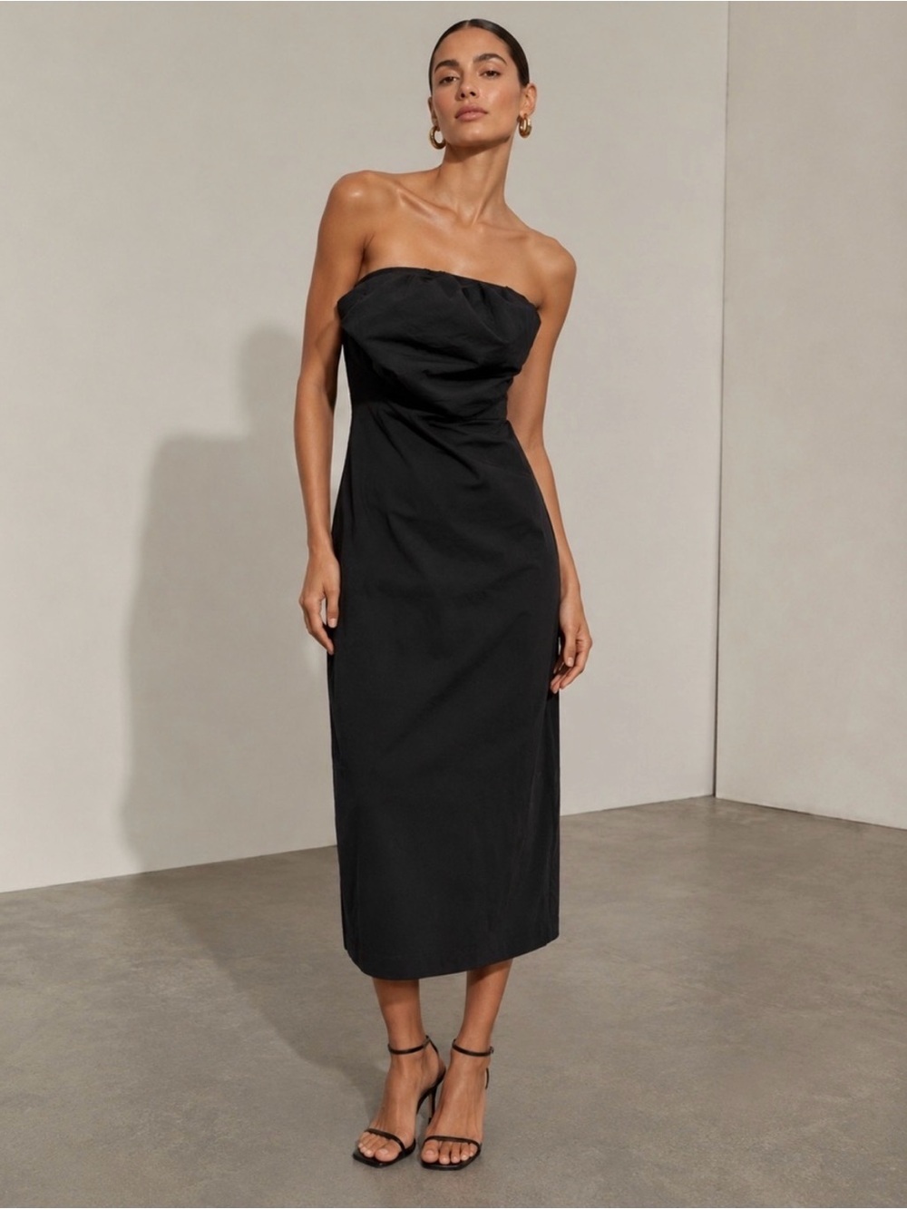 Zara Black Strapless Midi cocktail Dress